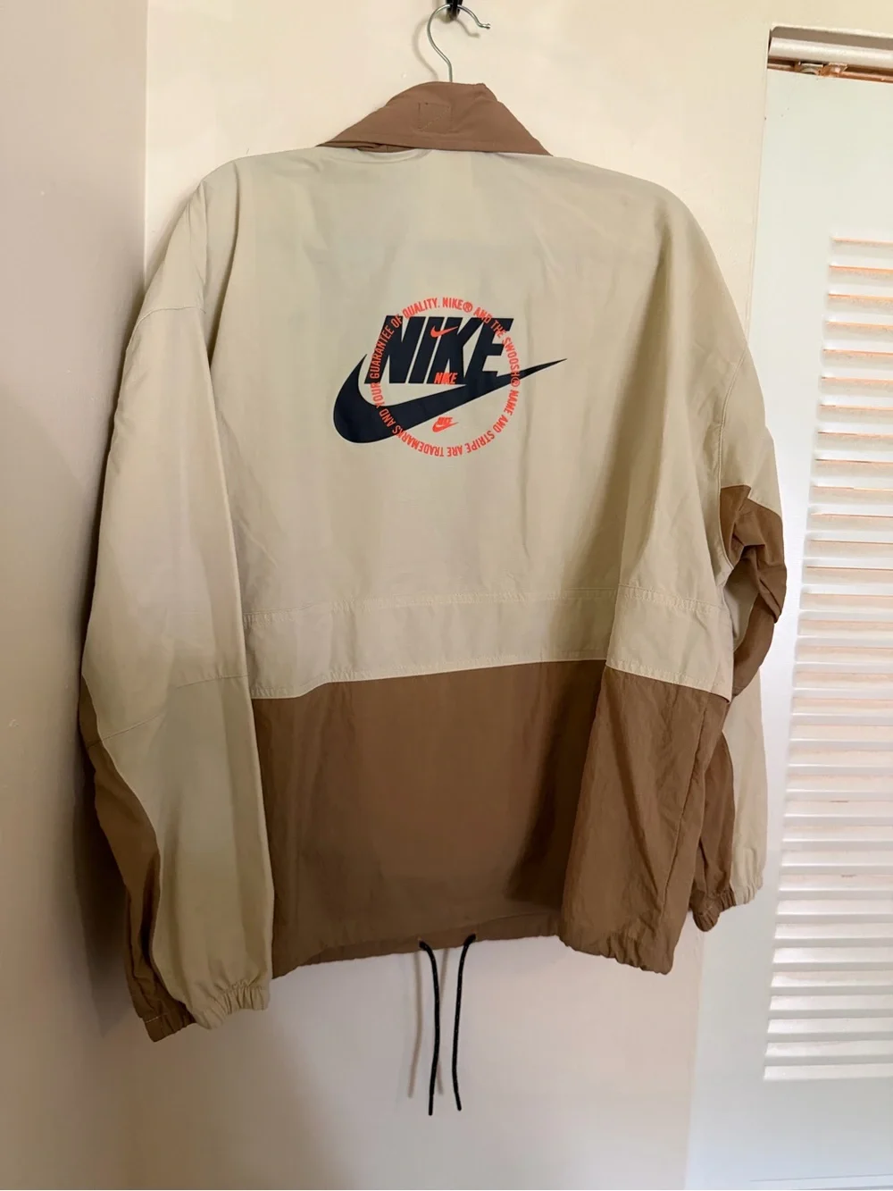 NIKE Womens Convertible Two-Tone Brown & Beige Windbreaker